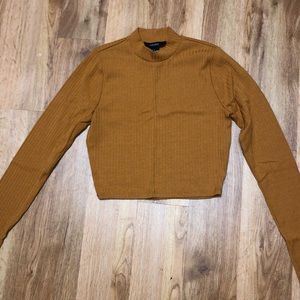 Mustard yellow long sleeve crop
